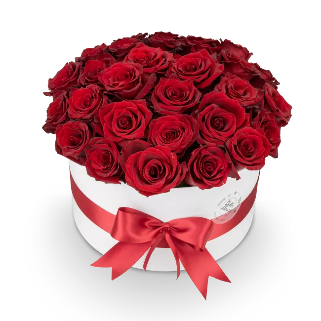 Box of red roses